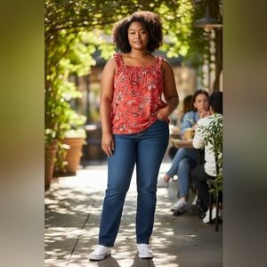 Floral Red Sleeveless Top